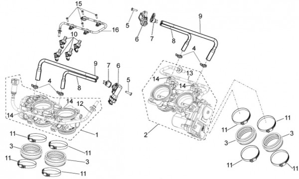 Motor Drosselklappengehäuse - Aprilia Tuono V4 1100ccm 4T LC 2015- ZD4TYH00