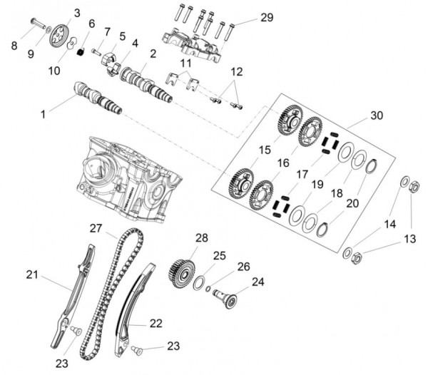 Motor Zylindersteuerung hinten - Aprilia Caponord 1200ccm 4T 8V LC 2016- ZD4VK001