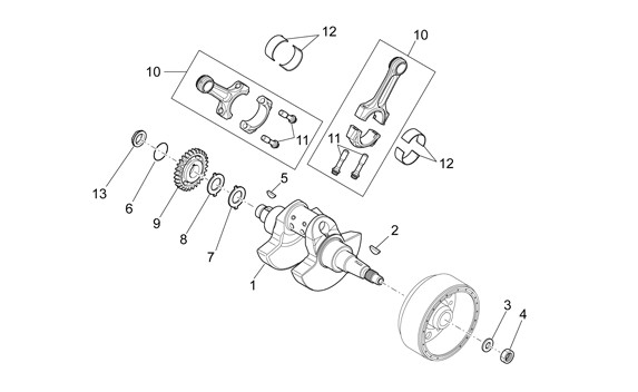 Motor Kurbelwelle - Aprilia SXV 450ccm 4T LC 2008- ZD4VSR1C