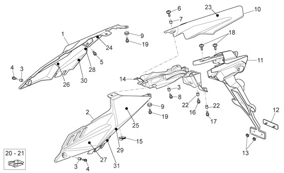 Fahrgestell Seitenverkleidungen - Aprilia SXV 450ccm 4T LC 2007- ZD4VSR