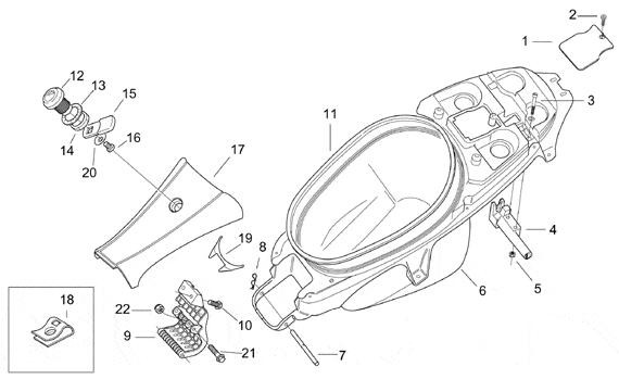 Fahrgestell Helmfach - Aprilia SR 50ccm 2T AC 2001- ZD4RLA