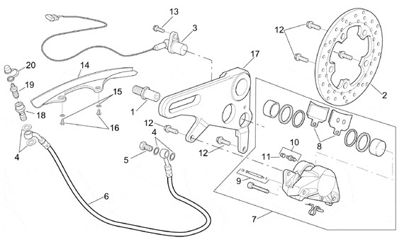 Bowdenzüge Bremsanlage hinten - Aprilia Tuono 1000ccm 4T LC 2007- ZD4RPB