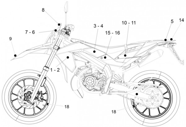 Fahrgestell Dekore - Aprilia SX 50ccm 2T LC 2016- ZD4SWA00