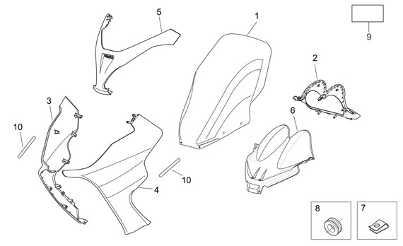 Fahrgestell Frontschild - Aprilia Atlantic 500ccm 4T LC 2005- ZD4VL0