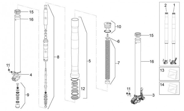 Radaufhängung Vorderradgabel Sachs - Aprilia SXV 550ccm 4T LC 2011- ZD4VSU50