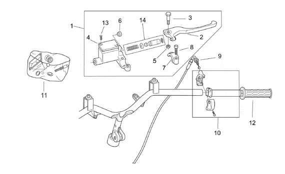 Lenker Schaltungen rechts - Aprilia SR 50ccm 2T AC 2001- ZD4RLA