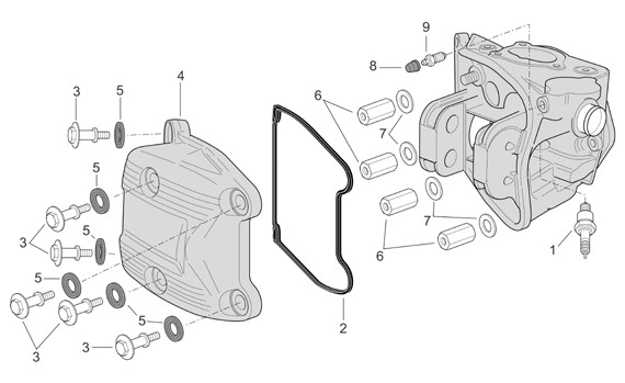 Motor Zylinderkopfabdeckung ext.Thermostat - Aprilia Atlantic 500ccm 4T LC 2007- ZD4VL
