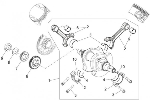 Motor Kurbelwelle - Aprilia Dorsoduro 750ccm 4T LC 2010- ZD4SMA00