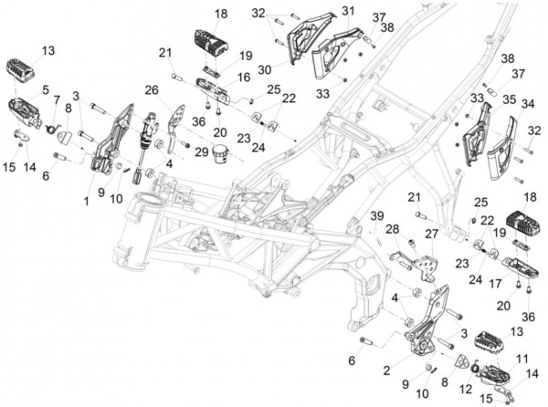 Fahrgestell Fußrasten - Aprilia Caponord 1200ccm 4T 8V LC 2016- ZD4VK000