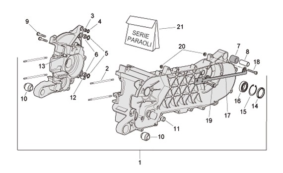 Motor Kurbelgehäuse - Aprilia SR 50ccm 2T LC 2010- ZD4VFD00