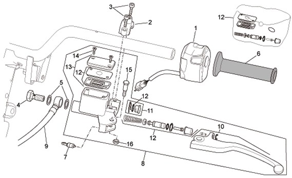 Lenker Schaltungen links Grimeca - Aprilia SR 50ccm 2T LC 2010- ZD4VFD00
