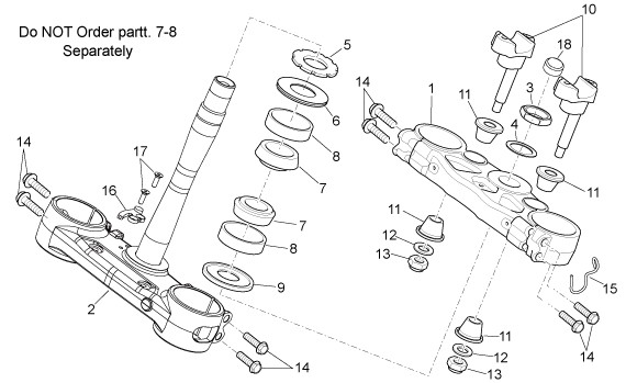 Radaufhängung Gabelbrücke oben - Aprilia SXV 550ccm 4T LC 2007- ZD4VSS