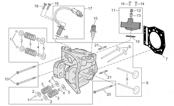 Motor Zylinderkopf - Aprilia Atlantic 500ccm 4T LC 2001- ZD4PT