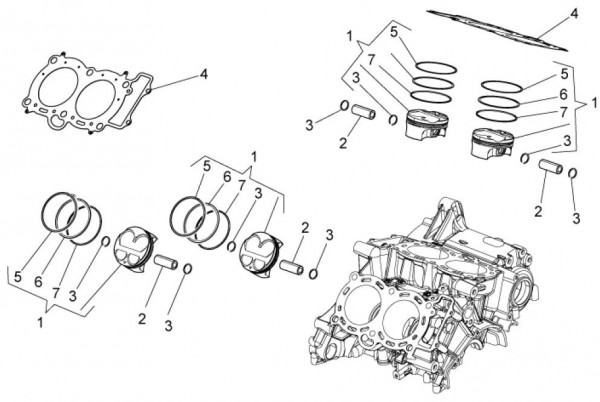 Motor Zylinder - Aprilia Tuono V4 1100ccm 4T LC 2017- ZD4KG000