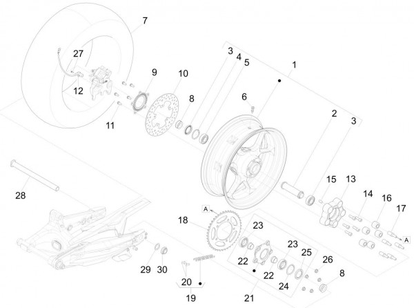 Radaufhängung Hinterrad - Aprilia Caponord 1200ccm 4T 8V LC 2016- ZD4VK000