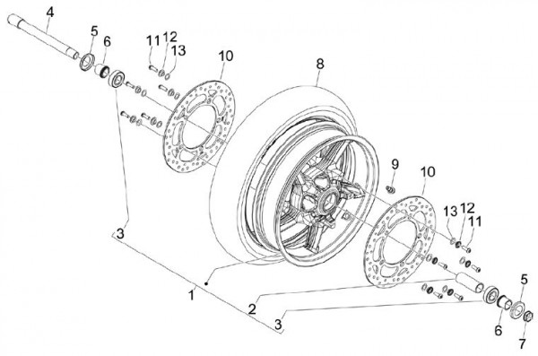 Radaufhängung Vorderrad - Aprilia SRV 850ccm 4T 8V LC 2012- ZAPM55103