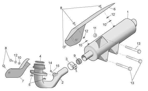 Motor Auspuff - Aprilia Atlantic 500ccm 4T LC 2001- ZD4PT