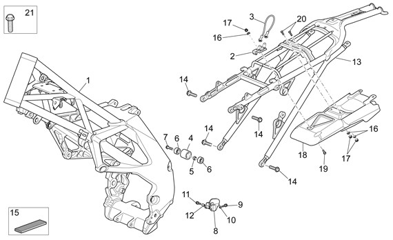 Fahrgestell Rahmen - Aprilia SXV 550ccm 4T LC 2008- ZD4VSS