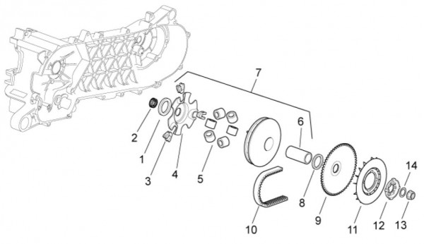 Motor treibende Riemenscheibe - Aprilia SR 50ccm 2T LC 2014- ZD4VFD00