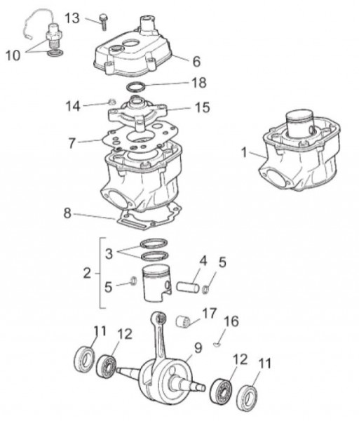 Motor Zylinder - Aprilia SX 50ccm 2T LC 2015- ZD4PV