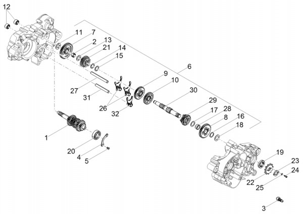 Motor Schaltgetriebe - Aprilia SX 50ccm 2T LC 2018- ZD4KKB01