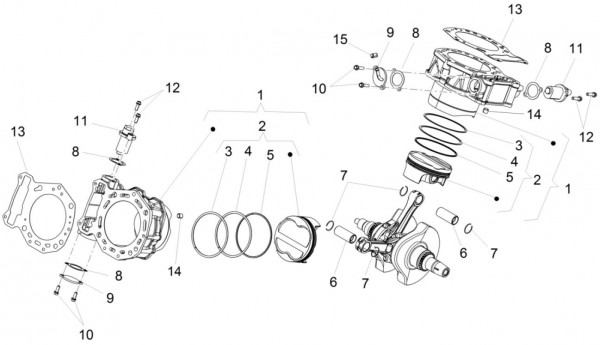 Motor Zylinder - Aprilia Caponord Rally 1200ccm 4T 8V LC 2015- ZD4VKB003
