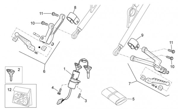 Elektrische Anlage Schloßsatz - Aprilia SXV 550ccm 4T LC 2009- ZD4VSS
