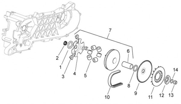 Motor treibende Riemenscheibe - Aprilia SR 50ccm 2T LC 2012- ZD4VFD00