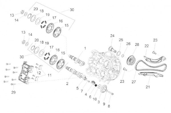 Motor Zylindersteuerung vorn - Aprilia Caponord 1200ccm 4T 8V LC 2013- ZD4VK