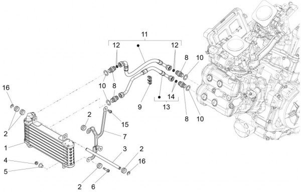 Fahrgestell Ölkühler - Aprilia Caponord Rally 1200ccm 4T 8V LC 2015- ZD4VKB001