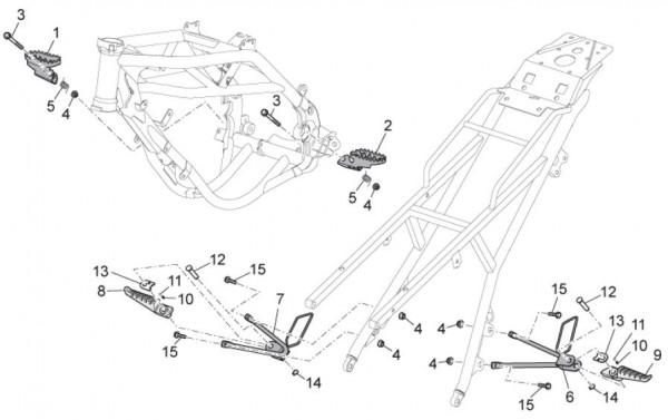 Fahrgestell Fußrasten - Aprilia SX 125ccm 2T LC 2010- ZD4SX000