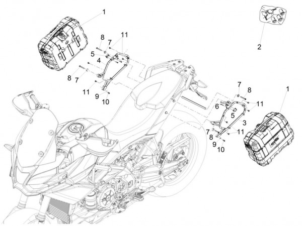 Fahrgestell Seitenkoffer - Aprilia Caponord Rally 1200ccm 4T 8V LC 2015- ZD4VKB003