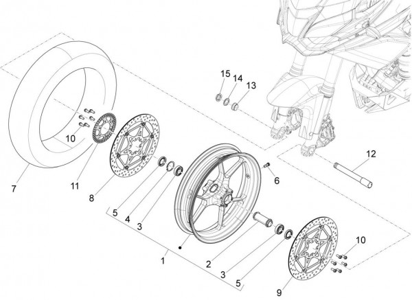 Radaufhängung Vorderrad - Aprilia Caponord 1200ccm 4T 8V LC 2015- ZD4VKA