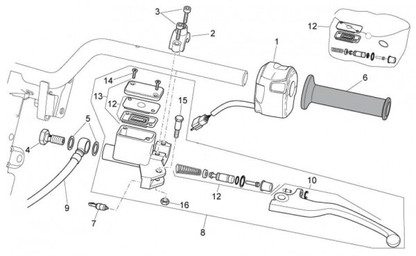 Lenker Schaltungen links Heng Tong - Aprilia SR 50ccm 2T LC 2009- ZD4VFD00