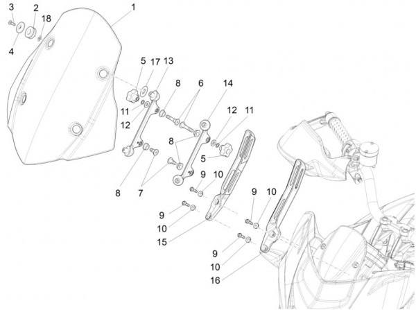 Fahrgestell Wetterschutzscheibe - Aprilia Caponord 1200ccm 4T 8V LC 2016- ZD4VK001