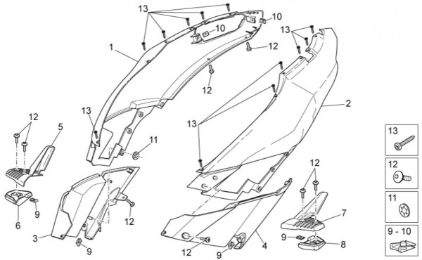 Fahrgestell Seitenverkleidungen - Aprilia SR 50ccm 2T LC 2014- ZD4VFD00