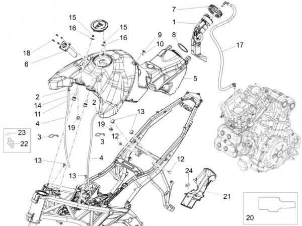 Fahrgestell Benzintank - Aprilia Caponord 1200ccm 4T 8V LC 2014- ZD4VKA