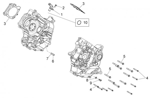 Motor Kurbelgehäuse II - Aprilia Dorsoduro 750ccm 4T LC 2013- ZD4SMA00