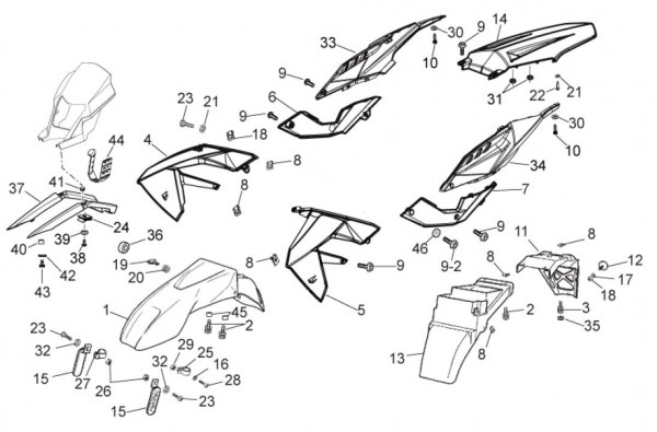 Fahrgestell Verkleidungen - Aprilia SX 50ccm 2T LC 2017- ZD4SWA00