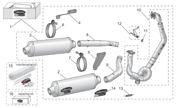 Zubehör Aprilia Accessoires- Auspuff - Aprilia Tuono 1000ccm 4T LC 2008- ZD4RR1