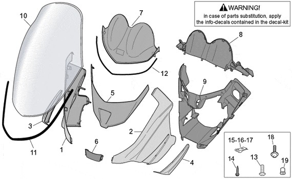 Fahrgestell Frontschild - Aprilia Atlantic 500ccm 4T LC 2001- ZD4PT