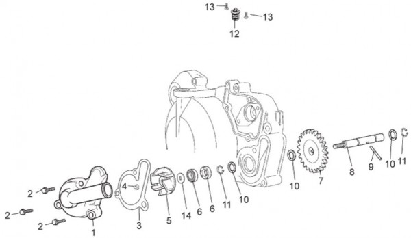 Motor Wasserpumpe - Aprilia SX 50ccm 2T LC 2009- ZD4PV