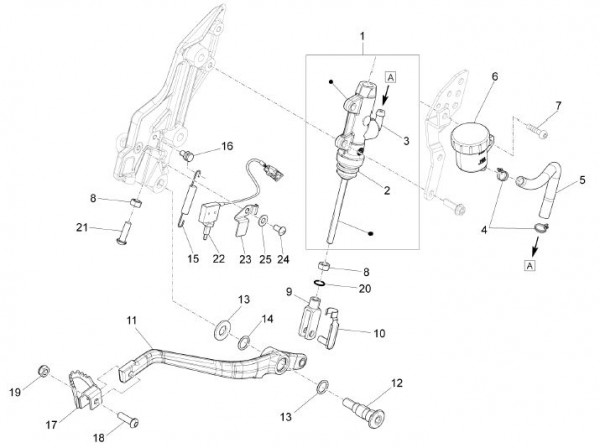 Bowdenzüge Fußbremspedal - Aprilia Caponord 1200ccm 4T 8V LC 2013- ZD4VK