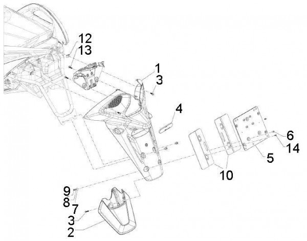Fahrgestell Kennzeichenträger - Aprilia SRV 850ccm 4T 8V LC 2012- ZAPM55103
