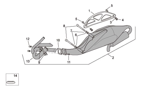 Motor Auspuff - Aprilia SR 50ccm 2T LC 2010- ZD4VFD00