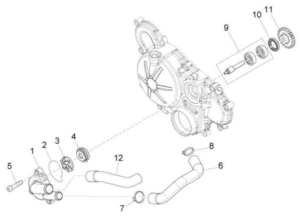 Motor Wasserpumpe - Aprilia Tuono 125ccm 4T 4V LC 2017- ZD4KCA00