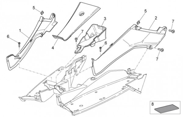 Fahrgestell Fußraumabdeckungen - Aprilia SR 50ccm 2T LC 2009- ZD4VFD00