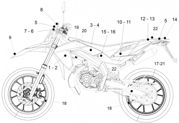 Fahrgestell Dekore - Aprilia SX 50ccm 2T LC 2015- ZD4SWA00