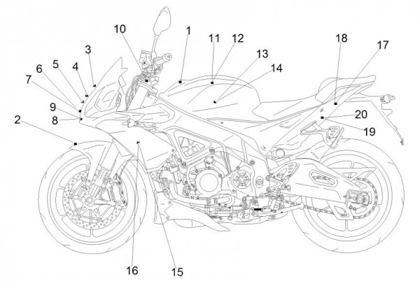 Fahrgestell Dekore - Aprilia Tuono V4 1100ccm 4T LC 2017- ZD4KG000