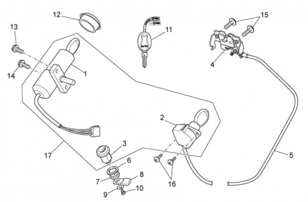Elektrische Anlage Schloßsatz - Aprilia SR 50ccm 2T LC 2008- ZD4VFD00